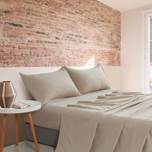 CleverPolly Vintage Washed Microfibre Sheet Set - Linen - Double