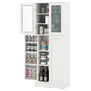 Costway 1.6m Kitchen Cabinet Buffet Sideboard Cupboard Tallboy White