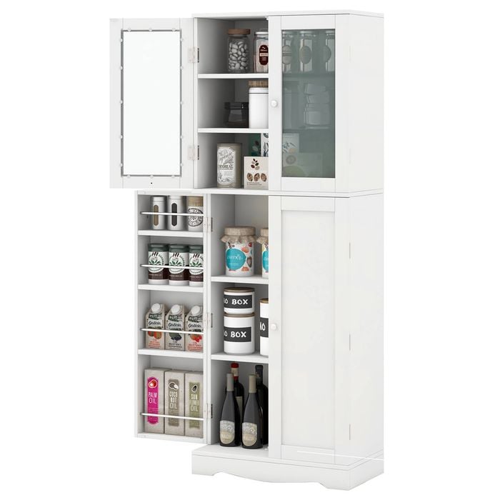 Costway 1.6m Kitchen Cabinet Buffet Sideboard Cupboard Tallboy White