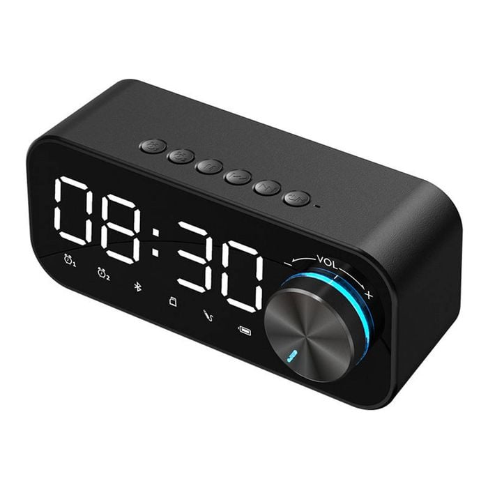 Catzon Digital Dual Alarm Clock With Bluetooth Speaker Tf Music Player-black