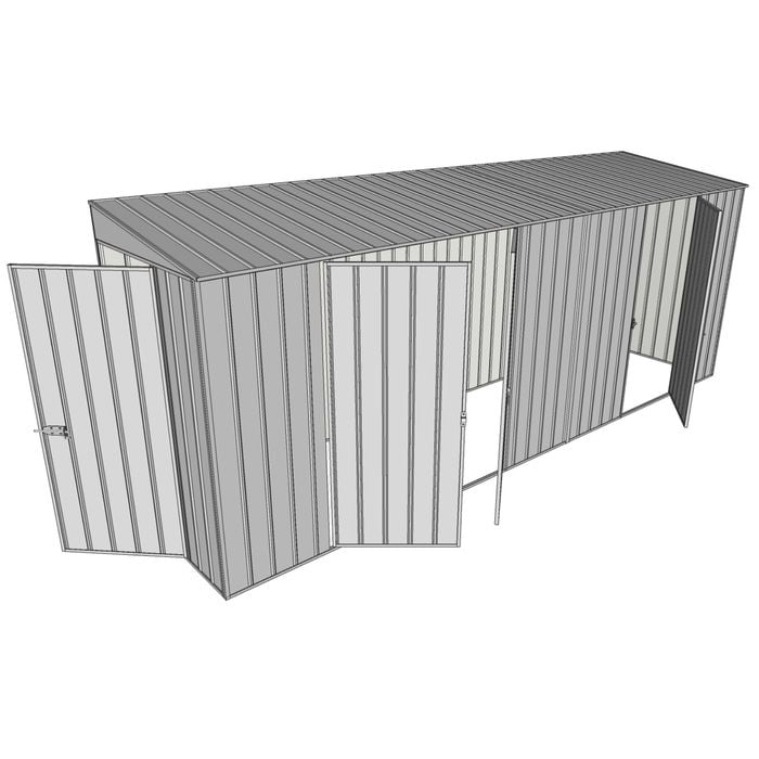Build-A-Shed 1.2 x 5.2 x 2.0m Skillion Double with Single Hinged Side Doors Shed - Zinc