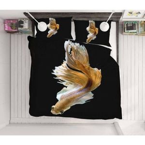 3D Yellow Goldfish 40 Bed Pillowcases Quilt Queen Size
