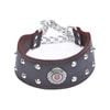 CottonMore Top Quality Handmade Genuine Leather Adjustable Chain Studded Dog Collar - Medium