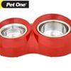 Pet One Double Feed Retainer Bowl - Red