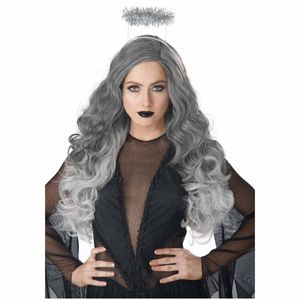 Dark Angel Fallen Angel Devil Black Grey Long Wavy Adult Womens Costume Wig
