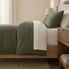3pc Renee Taylor Washed Linen Cotton Quilt Cover Pillow Case Set Leaf Queen
