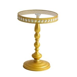 Lifebay Corner Table Round Minimalist Side Table (Golden + Lace)