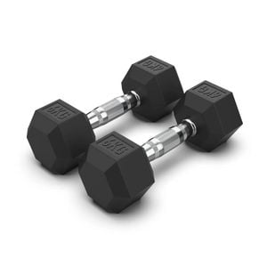 2 Pack of 6kg Dumbell - Total 12kg Hex Rubber Coat Iron Dumbells