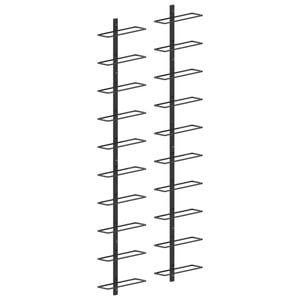 vidaXL 2x Wall-mounted Wine Racks for 20 Bottles Black Metal Storage Cabinet