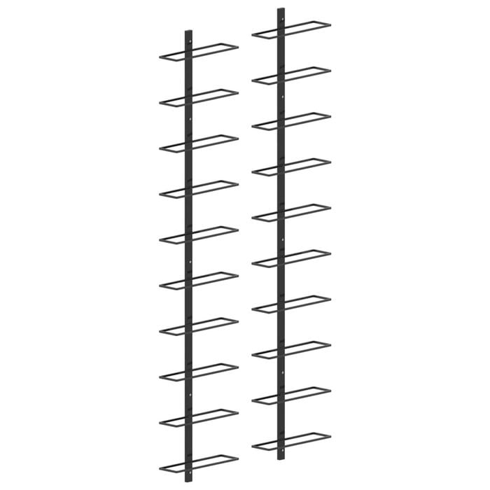 vidaXL 2x Wall-mounted Wine Racks for 20 Bottles Black Metal Storage Cabinet