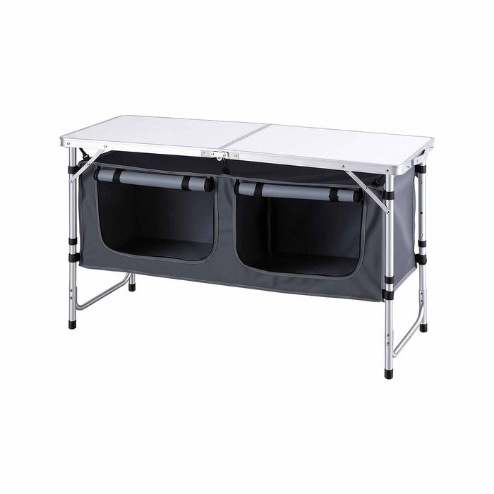 Weisshorn Camping Table Adjustable Storage Cabinet Aluminum 120cm Grey