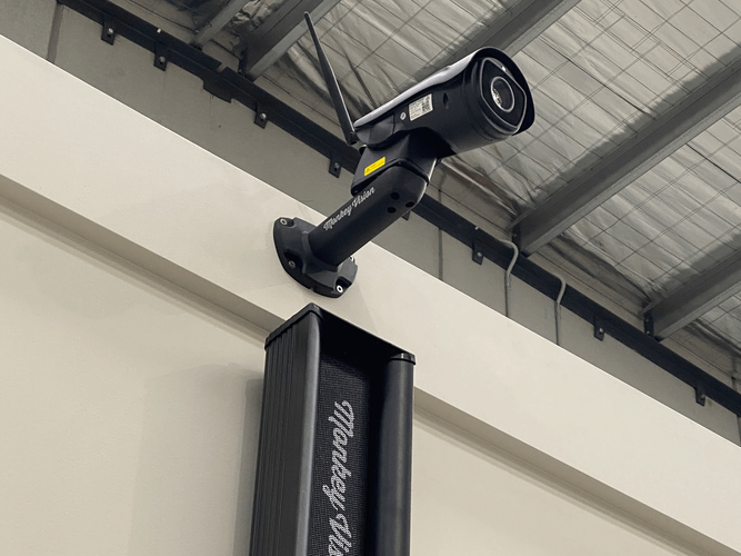 monkey vision howler cctv camera on a wall