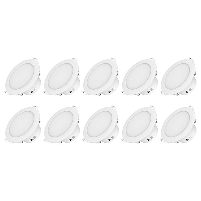 Arlec 9W 92mm Tri-Colour Dimmable LED Downlight Flushed Lens - Pack of 10