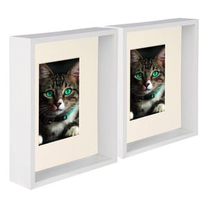 Nicola Spring 8" X 10" White 3d Deep Box Photo Frames - 4" X 6" Mount - Grey - Pack Of 5