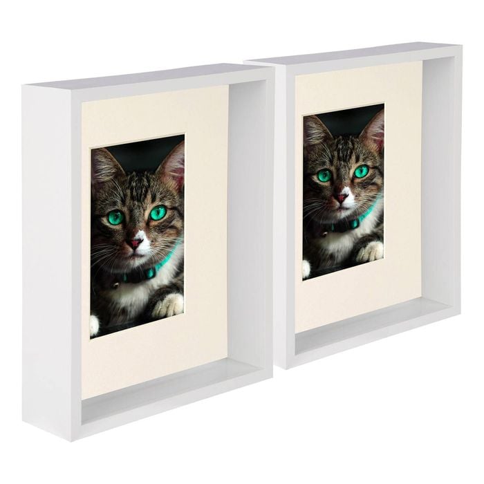 Nicola Spring 8" X 10" White 3d Deep Box Photo Frames - 4" X 6" Mount - Grey - Pack Of 5
