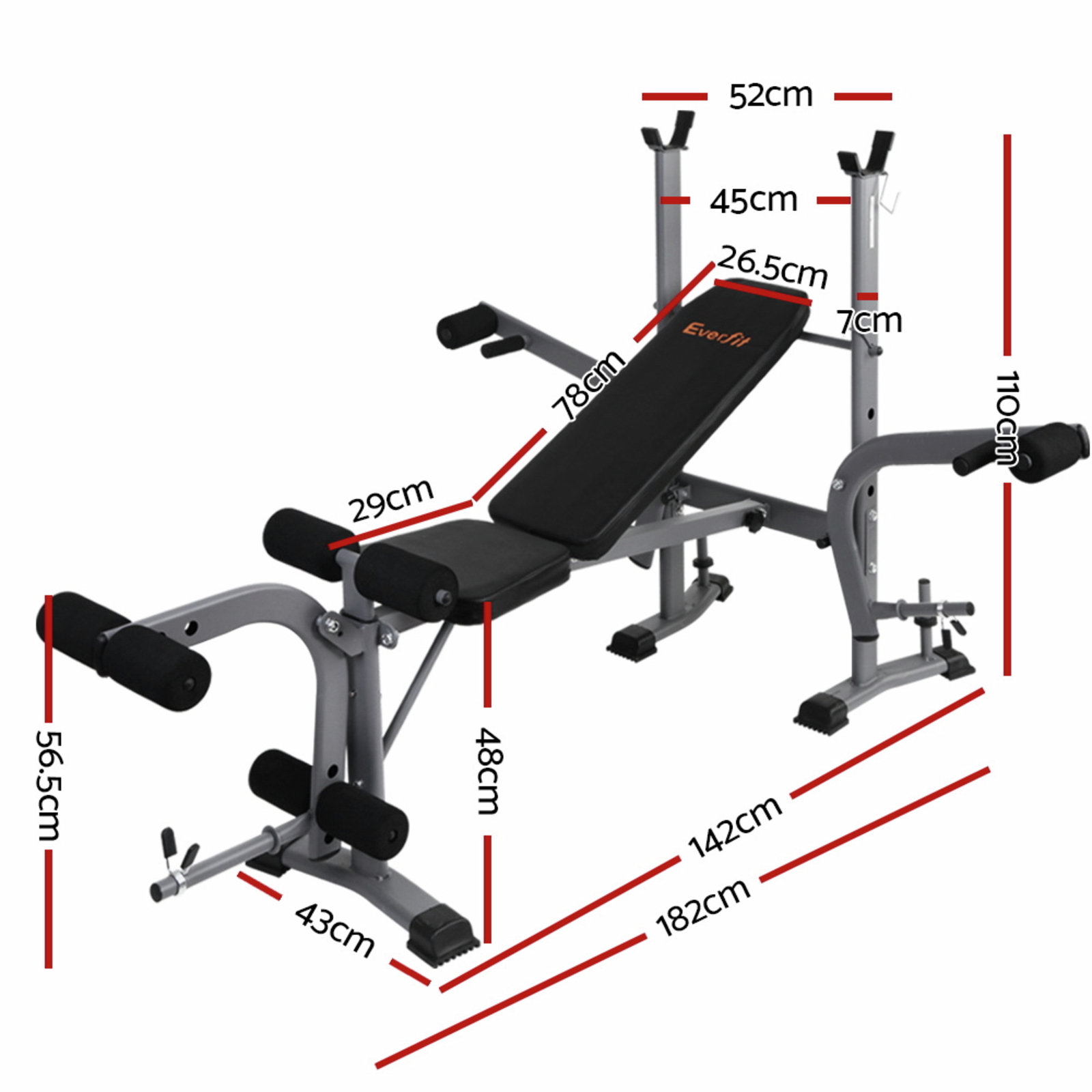 Everfit Weight Bench Adjustable Bench Press 8 In 1 Gym Equipment Bunnings Australia