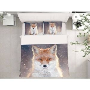 3D Snowflake Animal Fox 39 Bed Pillowcases Quilt Queen Size
