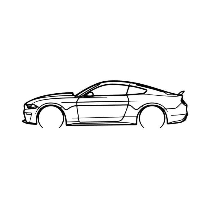 Ignite Laser Ford 2020 Mustang 55 Silhouette Metal Wall Art Coated Black 47inch/120cm
