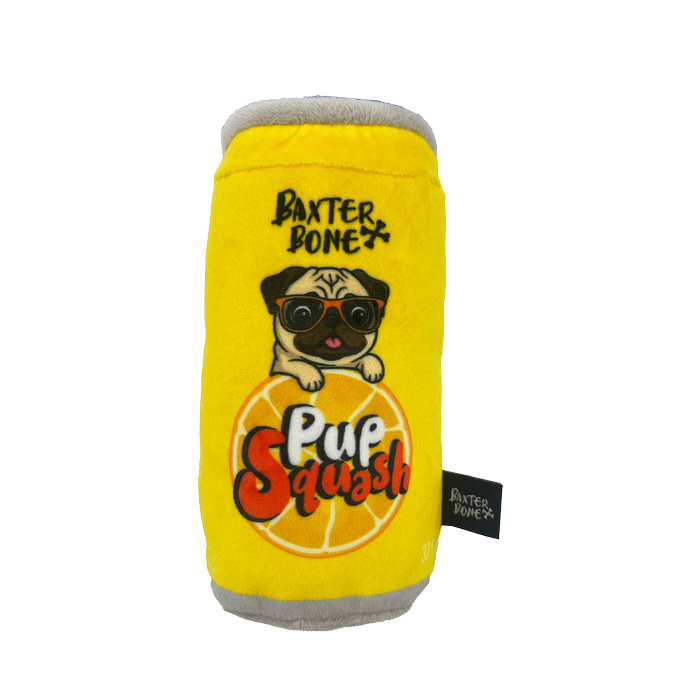 Baxter Bone Pup-Squash Soda Can Pet Toy