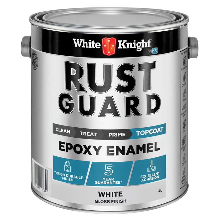 White Knight Rust Guard Gloss White Epoxy Enamel Paint - 4L