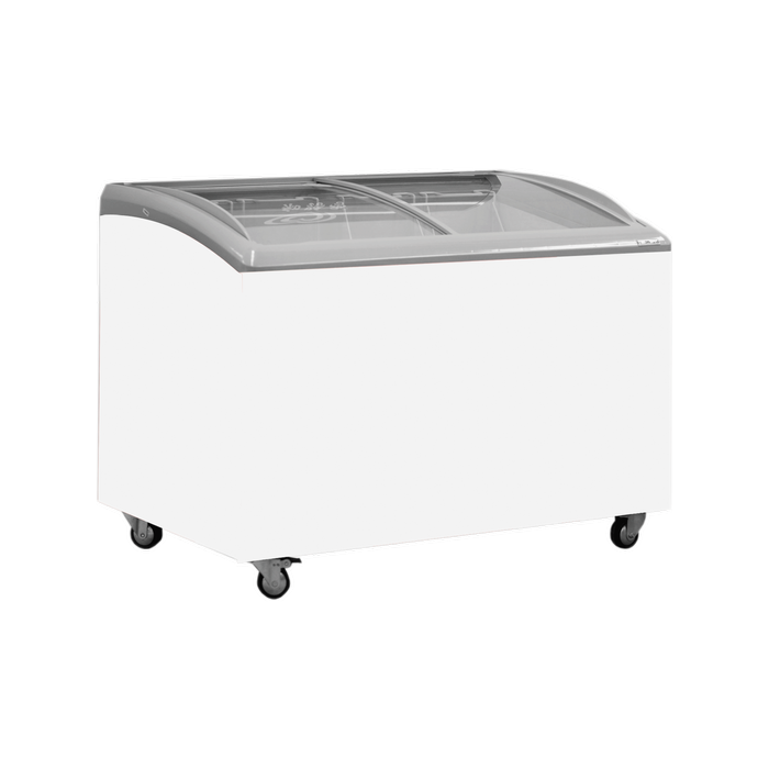 Exquisite Curved Glass Display Chest Freezers with 5 Baskets