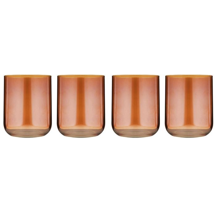 2x 2pc Tempa Verity Lowball Tumbler Drinking Glass Set - Amber