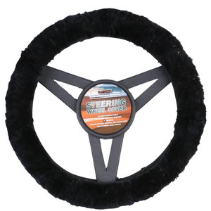 MyCar Sheepskin Steering Wheel Cover Black