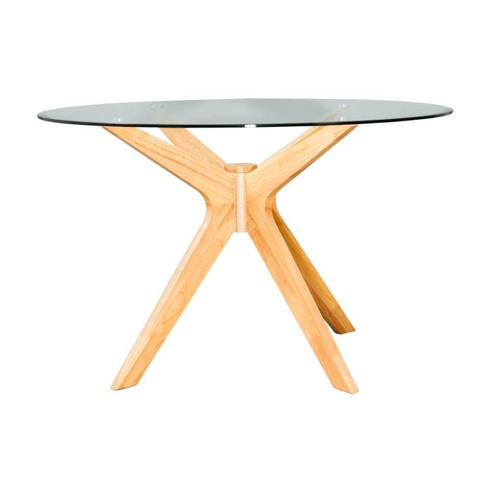 Charlie 100cm 4 Seater Round Glass Dining Table - Oak