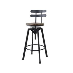 Levede Adjustable Swivel Bar Stool With Backrest Dark Wood