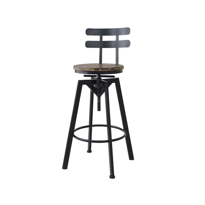Levede Adjustable Swivel Bar Stool With Backrest Dark Wood