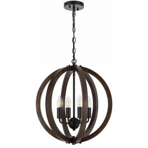 Telbix Vestal Modern Pendant Hanging Lamp Light Metal Wood Black Walnut Matte Wood Tones