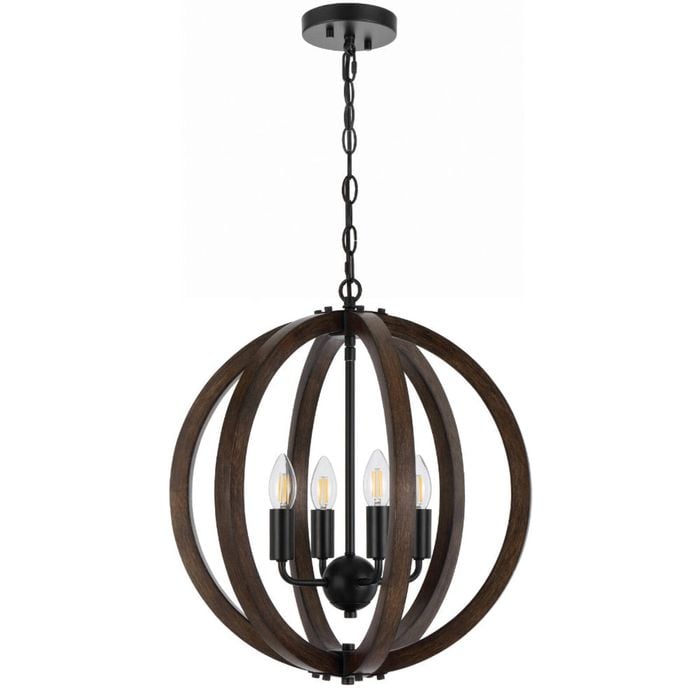 Telbix Vestal Modern Pendant Hanging Lamp Light Metal Wood Black Walnut Matte Wood Tones