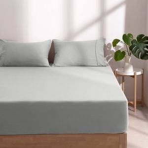 Dreamaker Superfine Washed Microfibre Combo Fitted Sheet Set Dove Grey Long Single Bed