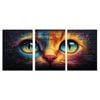 3pcs Retro Psychedelic Cat Print 100% Australian Made 3 x 40x60cm (Metal Print)