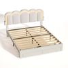 Ufurniture LED Velvet Upholstered Bed Frame with Adjustable Headboard and Charging Station Double Beige