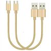 iWill 2 Pack 20cm Short Data Transfer Charger Charging USB Type C Phone Tablet Cable Cord Braided Gold Nylon Bulk