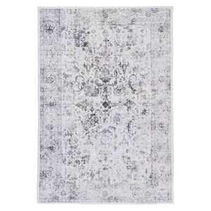 Loopsie-230cm X 160cm-sakalar Grey Floral Medallion Washable Rug