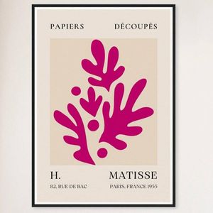 Galrie Henri Matisse Pink Foliage II Art Print 1955 Exquisite Art for Your Home, Black Frame, 70 x 100cm (28 x 40inch)