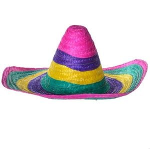 10x Rainbow Mexican SOMBRERO Fancy Dress Straw Party Costume Hat Cap