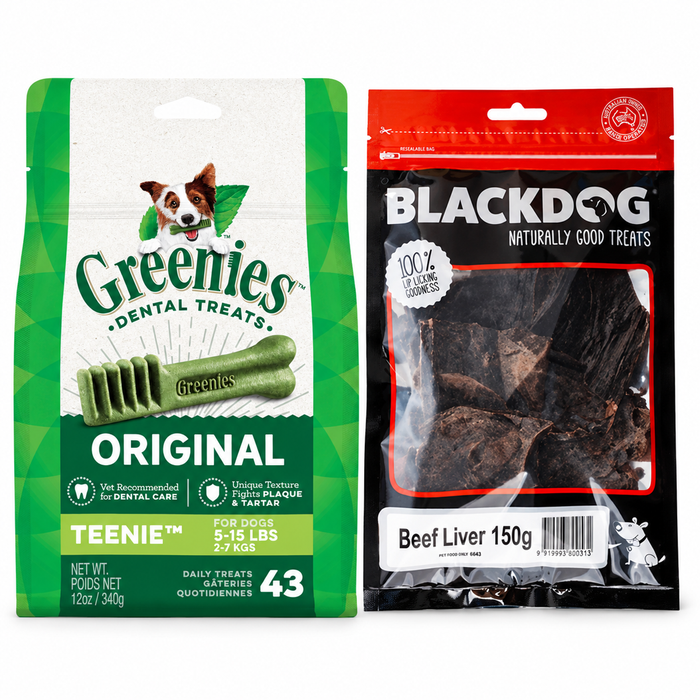 GREENIES Original TEENIE 340g + Blackdog Beef Liver 150g | Small Dog Treat Pack