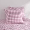 Dreamaker Lola Washed Cotton Yarn Dyed Gingham Euro Pillowcase Pearl Pink Twin Pack