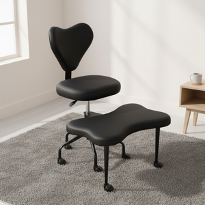 Ufurniture Armless Criss Cross Legged Chair w/ Wheels Ergonomic Swivel Office Chair Adjustable Height Kneeling Chair Black