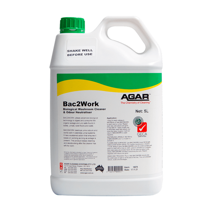 5l Agar Bac2work Biological Toilet And Bathroom Cleaning