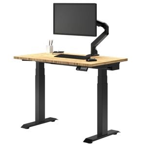 Desky Dual Mini Bamboo Sit to Stand Desk 1000x600mm Matte Black Frame