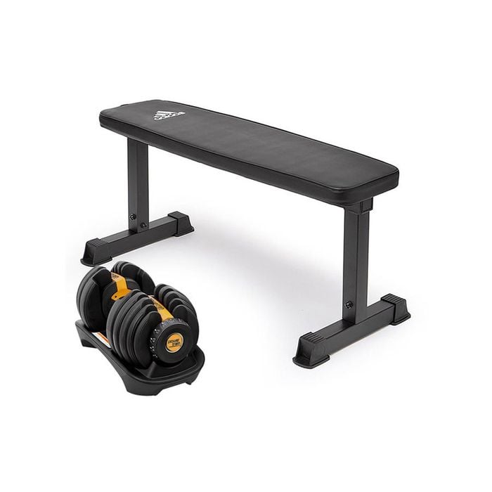 Powertrain 24kg Gold  Adjustable Dumbbell w/ 10437 Adidas  Bench