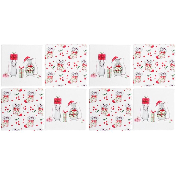 2x 4pc LVD Coasters Xmas Mouse Decorative Barware/Serveware Home Kitchen Decor