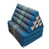 Large Thai Triangle Pillow - 3 Fold Floor Cushion | Handmade Thai Lounge Mat & Backrest - Blue