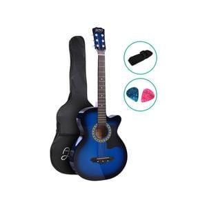 Alpha 38 Inch Acoustic Guitar Wooden Body Steel String Cutaway Blue