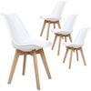 ALFORDSON Dining Chairs Retro PU Leather Wooden White Set of 4
