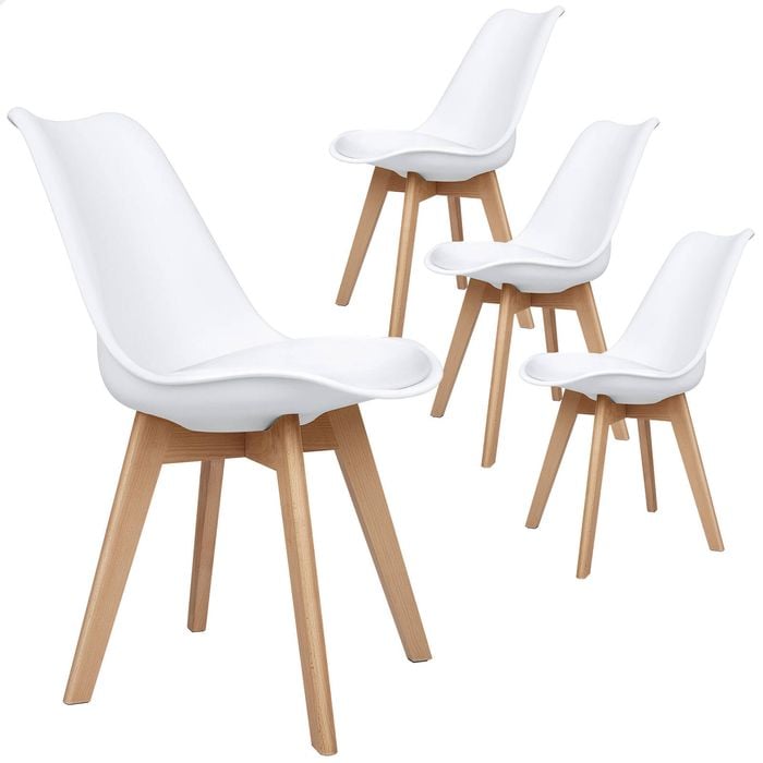 ALFORDSON Dining Chairs Retro PU Leather Wooden White Set of 4